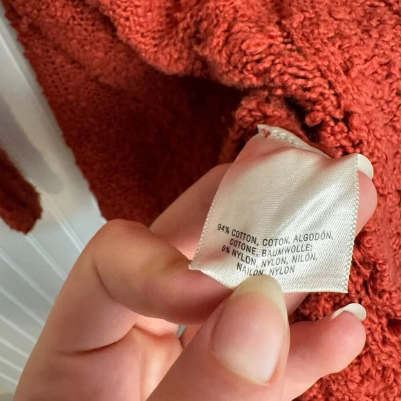 Anthropologie Moth orange/red cowl neck sweater button detail oversize XS M5 - Picture 6 of 9